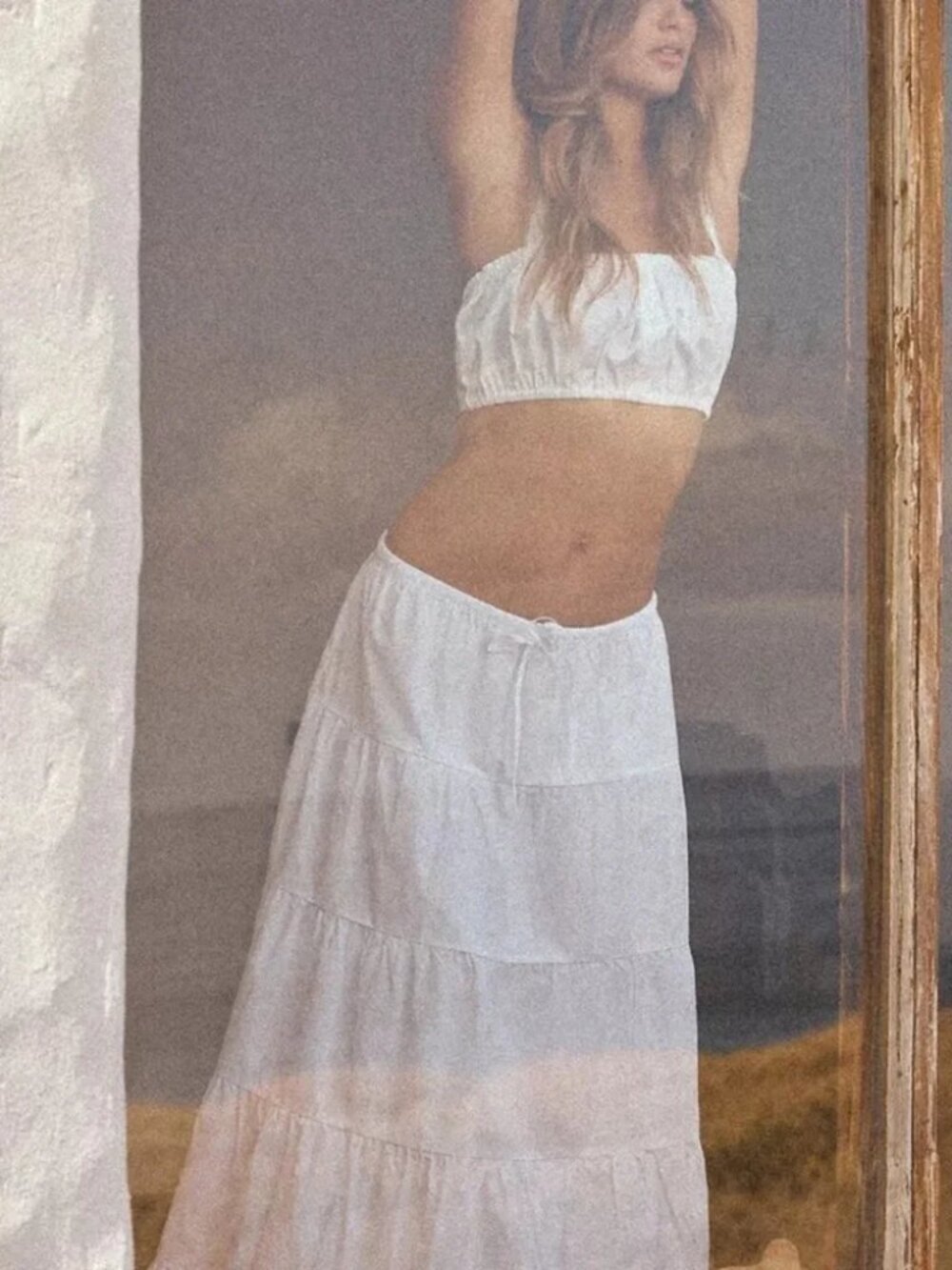 Zara Tiered Cotton Maxi Skirt NWT White Size XXL